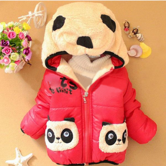 Baby Cartoon Panda Hooded Cotton-padded Jackets Outerwear