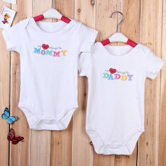 Baby Infant Newborn Cotton Love Mom Dad Romper Clothes Jumpsuit