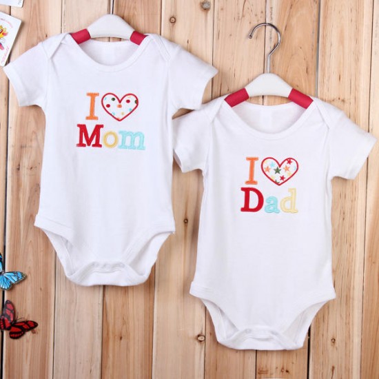 Baby Infant Newborn Cotton Love Mom Dad Romper Clothes Jumpsuit