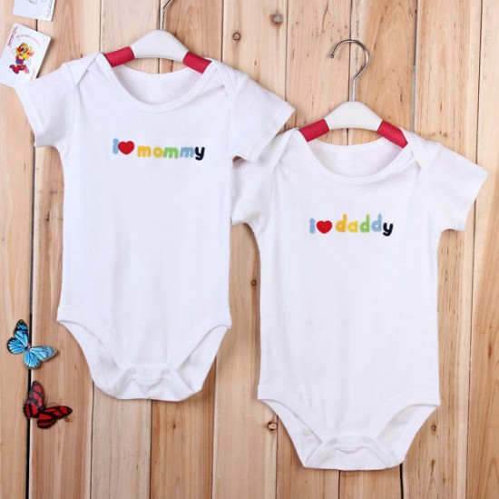 Baby Infant Newborn Cotton Love Mom Dad Romper Clothes Jumpsuit