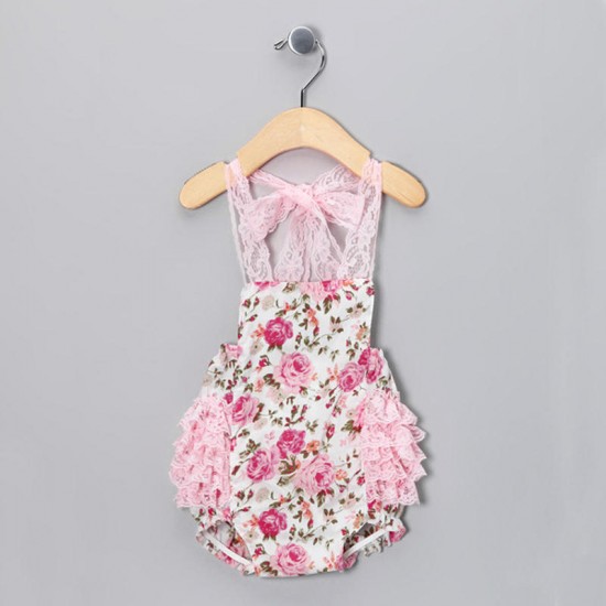 Baby Kids Girls Romper Toddlers Short Lace Flower Sets Sunsuit Outfit