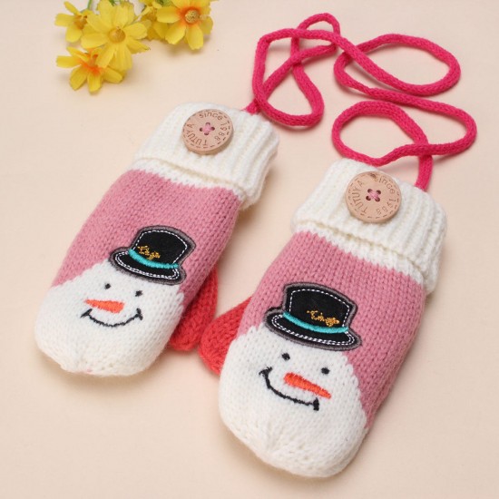 Christmas Winter Kids Girl Baby Knitted Warm Mittens Xmas Ski Gloves Xmas Gift