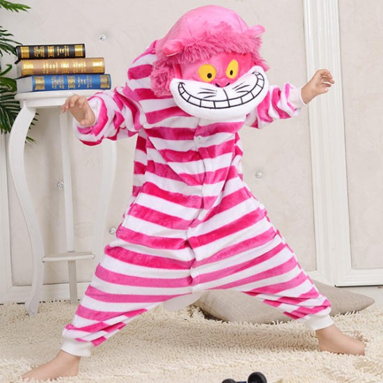 Flannel Thickening kids Cute Cartoon Cheshire Cat Pajamas Siamese Sleepwear