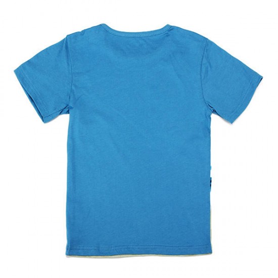 2015 New Little Maven Blue Sky Sea Baby Children Boy Cotton Short Sleeve T-shirt Top