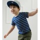 2015 New Little Maven Blue White Stripe Baby Children Boy Cotton Short Sleeve T-shirt