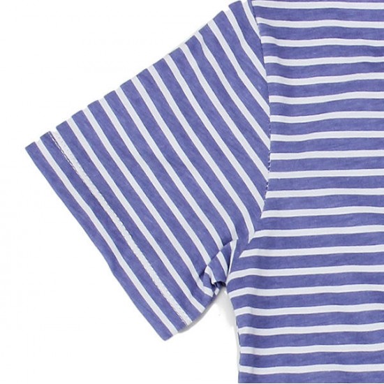 2015 New Little Maven Light Blue Stripe Crayon Baby Children Boy Cotton Short Sleeve