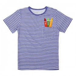 2015 New Little Maven Light Blue Stripe Crayon Baby Children Boy Cotton Short Sleeve