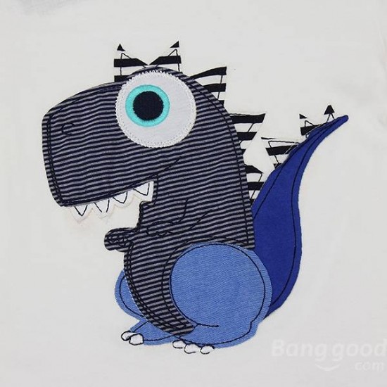 2015 New Little Maven Lovely Dinosaur Baby Children Boy Cotton Short Sleeve T-shirt Top