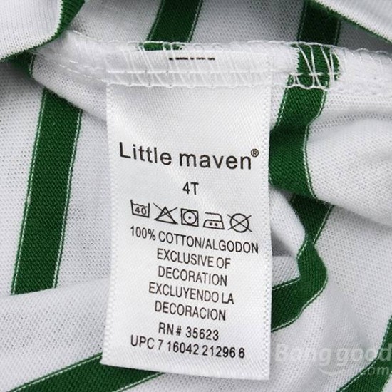 2015 New Little Maven Lovely Dog Stripe Baby Children Boy Cotton Short Sleeve T-shirt Top