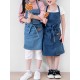 Children Gardening Cooking Cotton Linen Aprons Denim Dress with Pockets