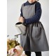 Children Girls Japanese Style Gardening Cooking Cotton Linen Aprons Dress with Pockets