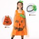 Halloween Kid Girls Pumpkin Fancy Dress Costume with Headwear