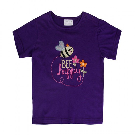 Summer Baby Girl Children Bee Purple Cotton Short Sleeve T-shirt