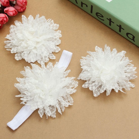 3pcs a Set Lace Flower Hair Band Soft Elastic Wear Accessories Barefoot Art Feet Baby Girls Headbrand 3pcs a Set Lace Flower Hair Band Soft Elastic Wear Accessories Barefoot Art Feet Baby Girls Headbrand