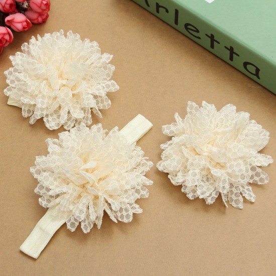 3pcs a Set Lace Flower Hair Band Soft Elastic Wear Accessories Barefoot Art Feet Baby Girls Headbrand 3pcs a Set Lace Flower Hair Band Soft Elastic Wear Accessories Barefoot Art Feet Baby Girls Headbrand