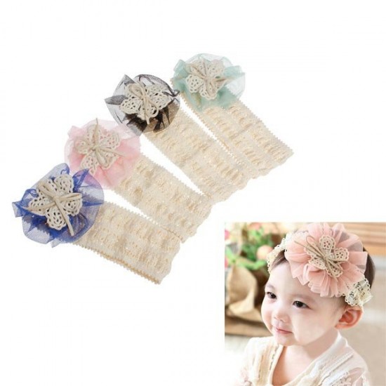 4 Colors Baby Headbrand Soft Cotton Elastic Flower Headdress