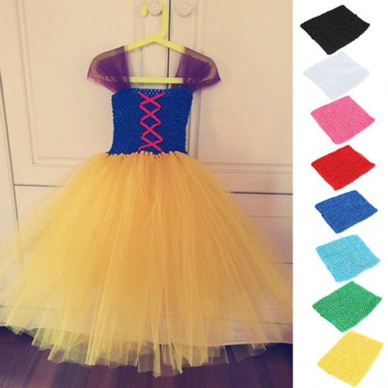 9 inch Children Girls Crochet Tube Top Elastic Waistband Head Hair Band DIY Girls Tutu Fluffy Skirt Wrap Chest