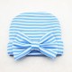 Newborn Baby Girls Cute Hat Soft Stripe Cap Hospital Beanie Hat With Lovely Bow