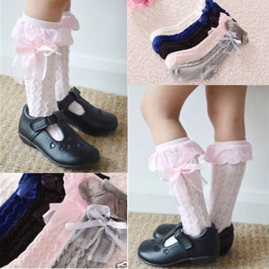Pretty Baby Toddler Kids Girl Cotton Stocking Lace Knee High Socks 9 months to 8 years