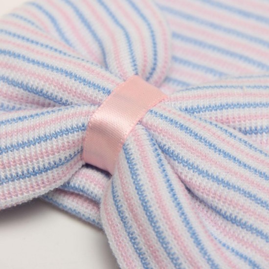 Silk Newborn Infant Toddler Girls Baby Bedding Head Accessoriess Hair Stripe Bowknot Beanie Hat Comfy Cap