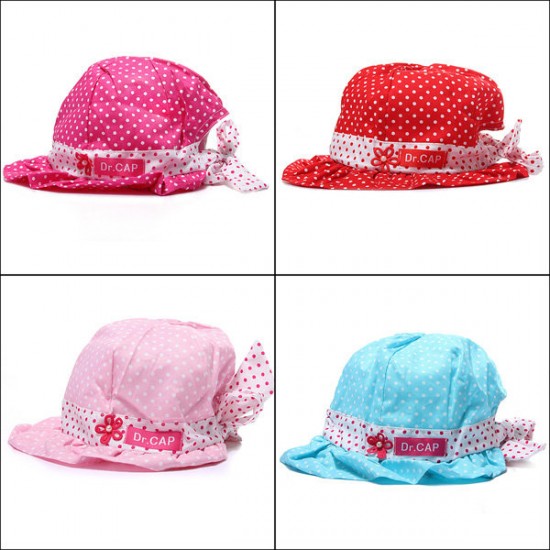 Toddler Baby Girls Sun Polka Dot Hat Bow Lace Cotton Bucket Cap Toddler Baby Girls Sun Polka Dot Hat Bow Lace Cotton Bucket Cap
