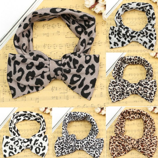 Toddler Baby Infants kid Girl Leopard Floral Bow Knot Headbrand Elastic Stretch Hair Band Accessories