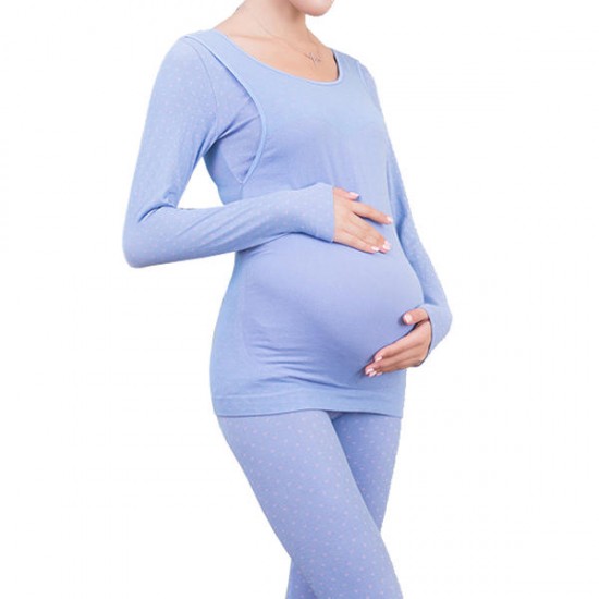 Cotton Warm Long Sleeve Breastfeeding Pregnant Women Lingerie Sets