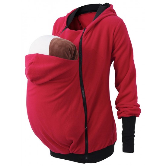 3 In 1 Babywearing Jacket Multifunctional Mother Kangaroo Zipper Hoodie