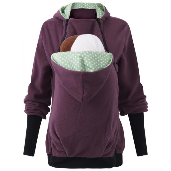 3 In 1 Babywearing Jacket Multifunctional Mother Kangaroo Zipper Hoodie