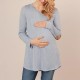 M-5XL Pregnant Women Maternity Tops Solid Loose Tunic Long Sleeve Basic Blouses