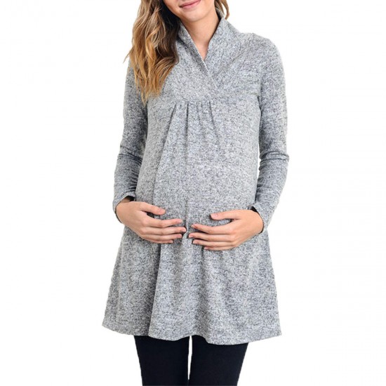 Pregnant Women Tops Long Sleeve Loose Maternity Blouse