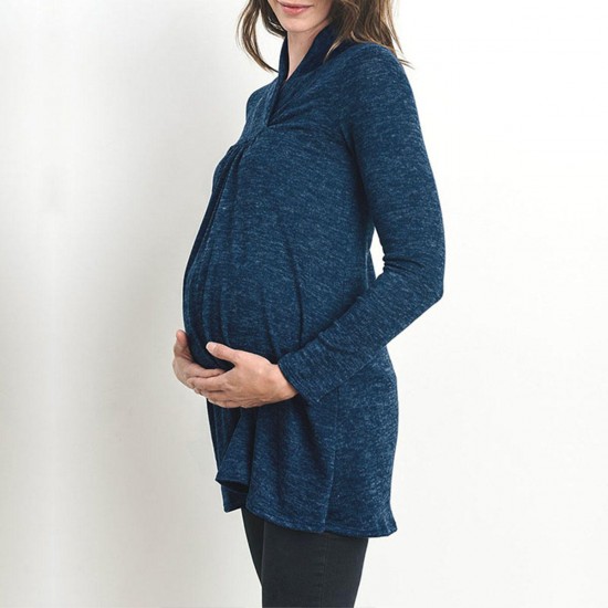 Pregnant Women Tops Long Sleeve Loose Maternity Blouse