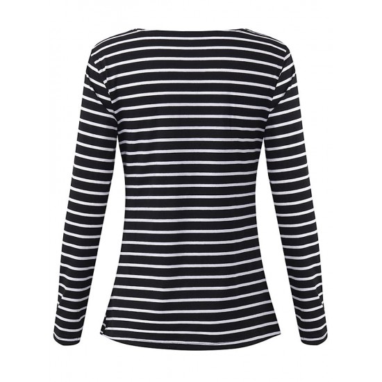 Striped Pattern Long Sleeve Nursing Tops Breast feeding Clothes Tees For Pregnant Women Maternity