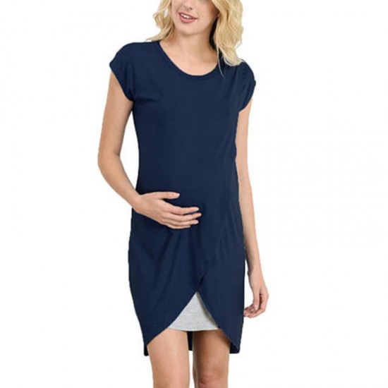 Women Short Sleeve Round Neck Loose Tops For Maternity Clothing