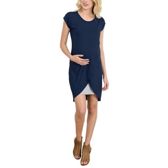 Women Short Sleeve Round Neck Loose Tops For Maternity Clothing