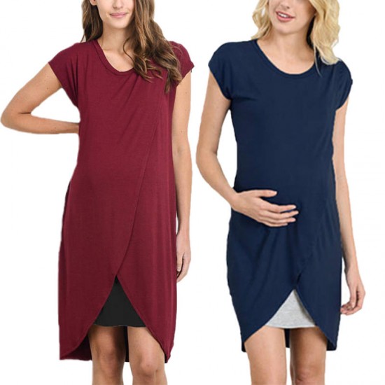 Women Short Sleeve Round Neck Loose Tops For Maternity Clothing