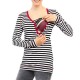 Women Striped Long Sleeve V-neck Casual Breastfeeding Clothing Tops