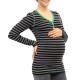 Women Striped Long Sleeve V-neck Casual Breastfeeding Clothing Tops