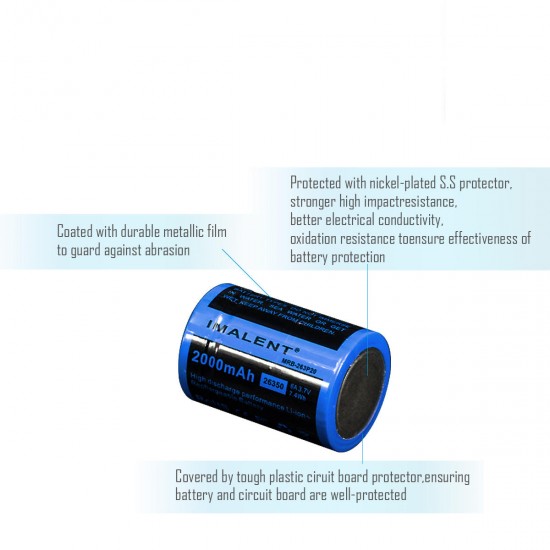 1 Pic Imalent MRB-263P20 2000mAh High Discharge Performance 26350 Li-ion Rechargeable Battery