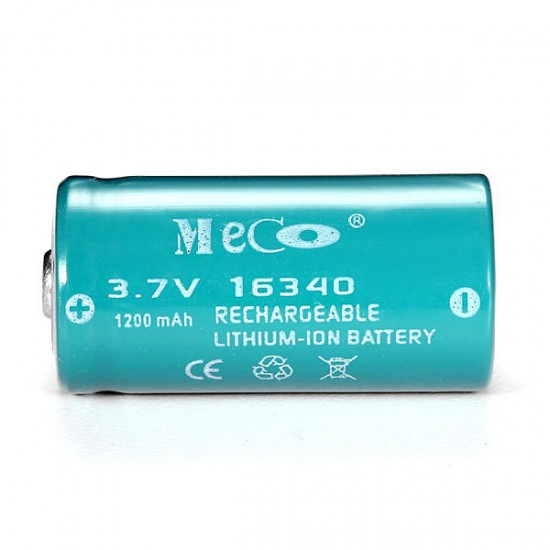 10PCS MECO 3.7v 1200mAh Reachargeable CR123A/16340 Li-ion Battery