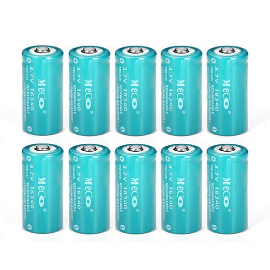 10PCS MECO 3.7v 1200mAh Reachargeable CR123A/16340 Li-ion Battery 10PCS MECO 3.7v 1200mAh Reachargeable CR123A/16340 Li-ion Battery