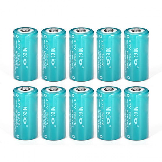 10PCS MECO 3.7v 1200mAh Reachargeable CR123A/16340 Li-ion Battery