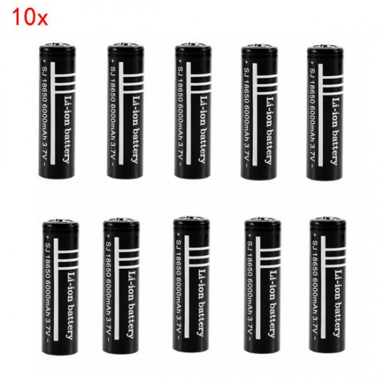 10pcs 3.7V 6000mAh 18650 Unprotected Rechargeable Li-ion Battery 10pcs 3.7V 6000mAh 18650 Unprotected Rechargeable Li-ion Battery