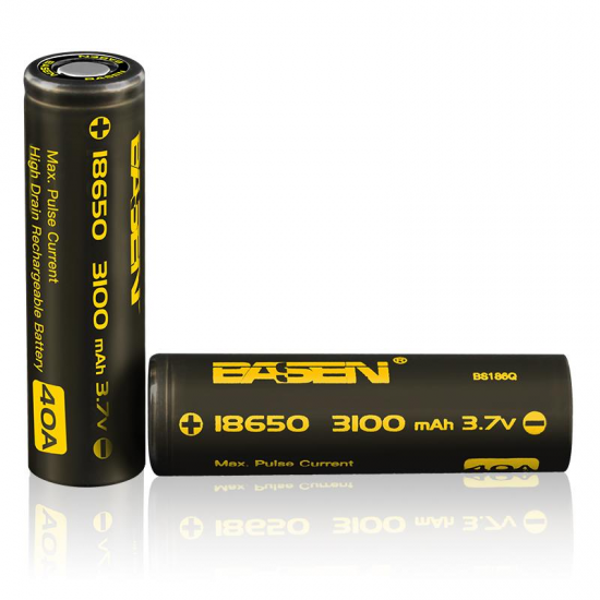 2pcs Basen BS186Q 18650 3100mah 3.7V 40A High Drain Flat Top Rechargeable Li-ion Battery