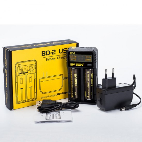 Basen BD2 LCD Display USB Port Smart Li-ion Battery Charger for IMR/Li-ion Battery 18650 21700 Basen BD2 LCD Display USB Port Smart Li-ion Battery Charger for IMR/Li-ion Battery 18650 21700