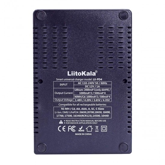 Liitokala Lii-PD4 LCD 3.7V 26650/21700/20700/18650/18490/18350/17670/17500/16340(RCR123)/14500/10440 1.2V AA AAA SC C NiMH Lithium Battery Charger