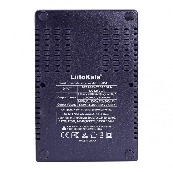 Liitokala Lii-PD4 LCD 3.7V 26650/21700/20700/18650/18490/18350/17670/17500/16340(RCR123)/14500/10440 1.2V AA AAA SC C NiMH Lithium Battery Charger Liitokala Lii-PD4 LCD 3.7V 26650/21700/20700/18650/18490/18350/17670/17500/16340(RCR123)/14500/10440 1.2V AA AAA SC C NiMH Lithium Battery Charger