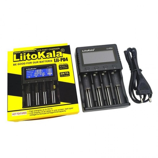 Liitokala Lii-PD4 LCD 3.7V 26650/21700/20700/18650/18490/18350/17670/17500/16340(RCR123)/14500/10440 1.2V AA AAA SC C NiMH Lithium Battery Charger