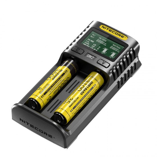 NITECORE UM2 LCD Screen Display 5V/2A Lithium Battery Charger 2-Slots Smart Rapid Charger For NITECORE 18650 Battery