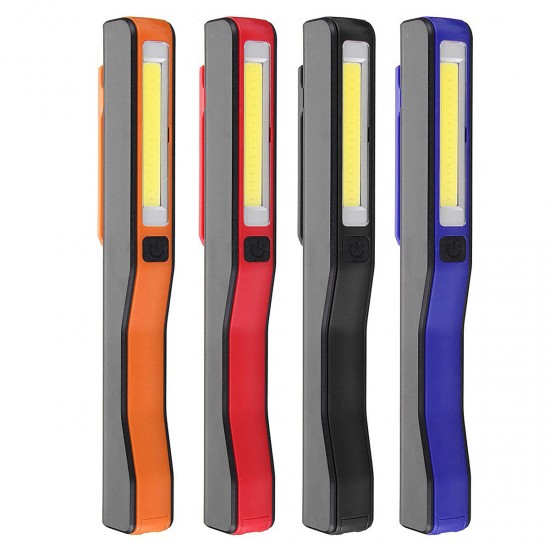 Portable LED+COB Rechargeable Pocket Work Light Magnetic Pen Clip Camping Car Inspection Flashlight